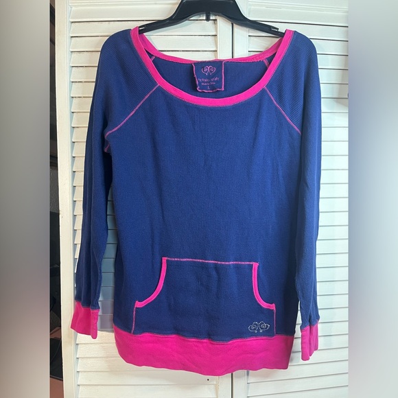 Victoria's Secret Vintage Navy and Pink thermal Knit Top - Picture 1 of 15